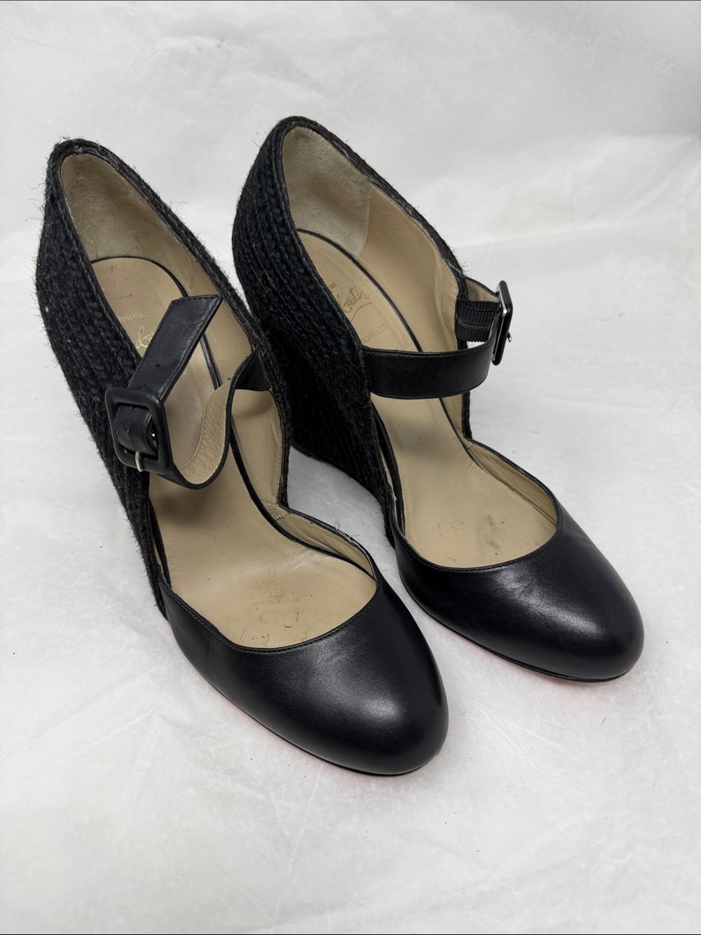Christian  Louboutin Wedge Pumps Espadrille Closed-Toe Heels Size 40